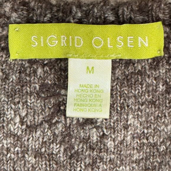 Sigrid Olsen Beaded & Bedazzled Knit Cardigan Sweater Size Medium - Picture 4 of 13